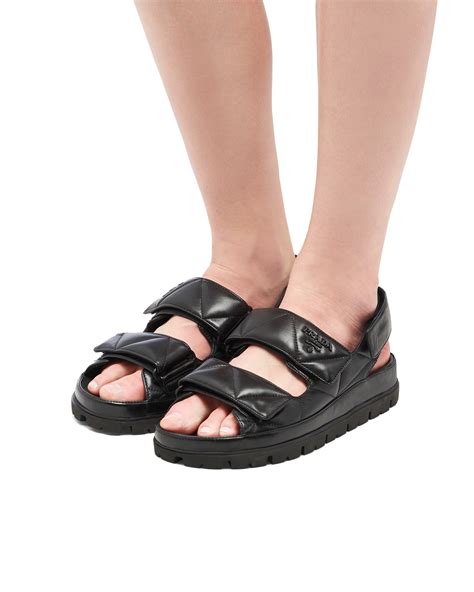 prada napa sandals|Black Padded Nappa Leather Sandals .